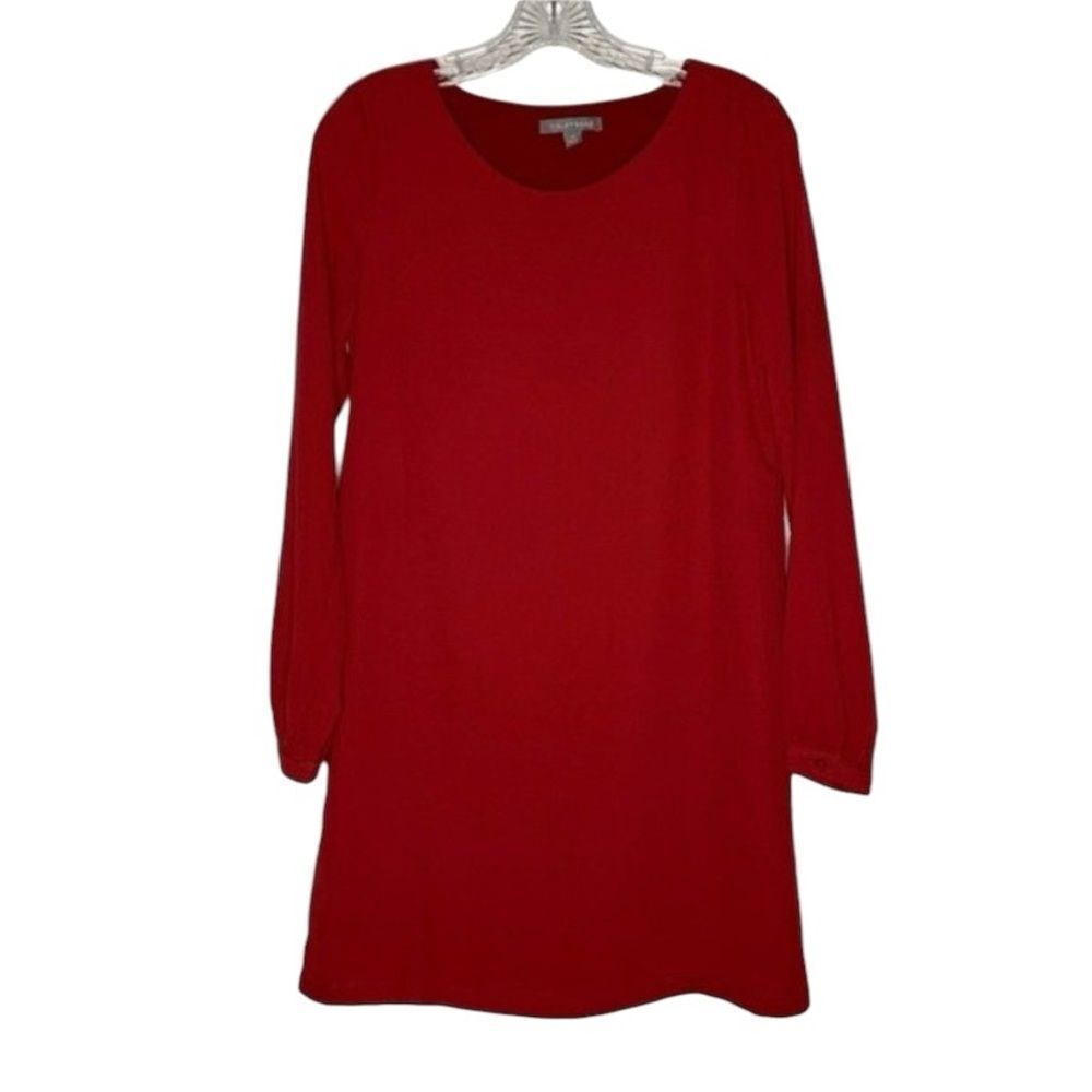 Tinley Road Red Burgundy Chiffon Long Sleeve Shift Dress XS